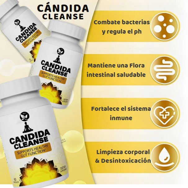 Candida Cleanse - Desintoxicación de apoyo intestinal y colon - Probióticos, hoja de orégano, ajenjo