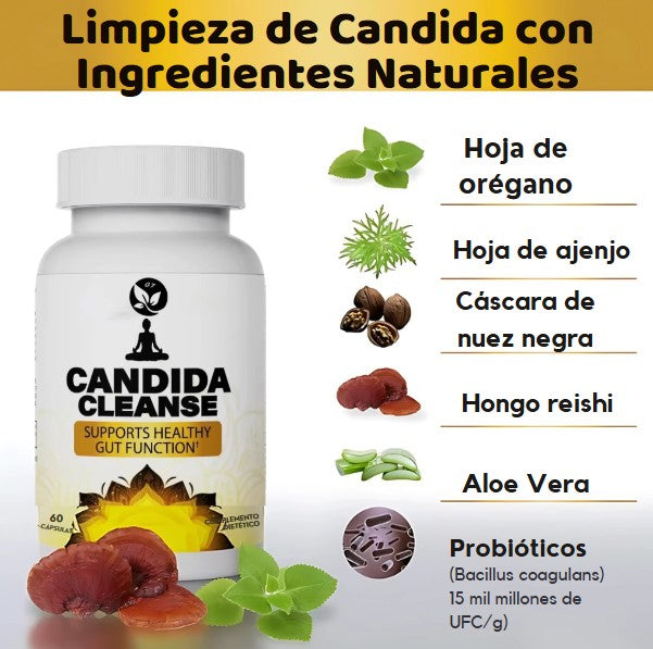 Candida Cleanse - Desintoxicación de apoyo intestinal y colon - Probióticos, hoja de orégano, ajenjo