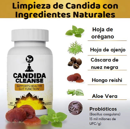 Candida Cleanse - Desintoxicación de apoyo intestinal y colon - Probióticos, hoja de orégano, ajenjo